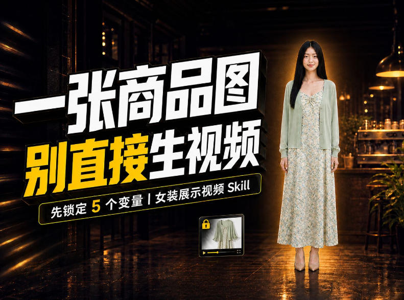 女装AI视频总翻车?问题不在提示词,女装展示视频Skill先锁定5个变量!|副业联盟