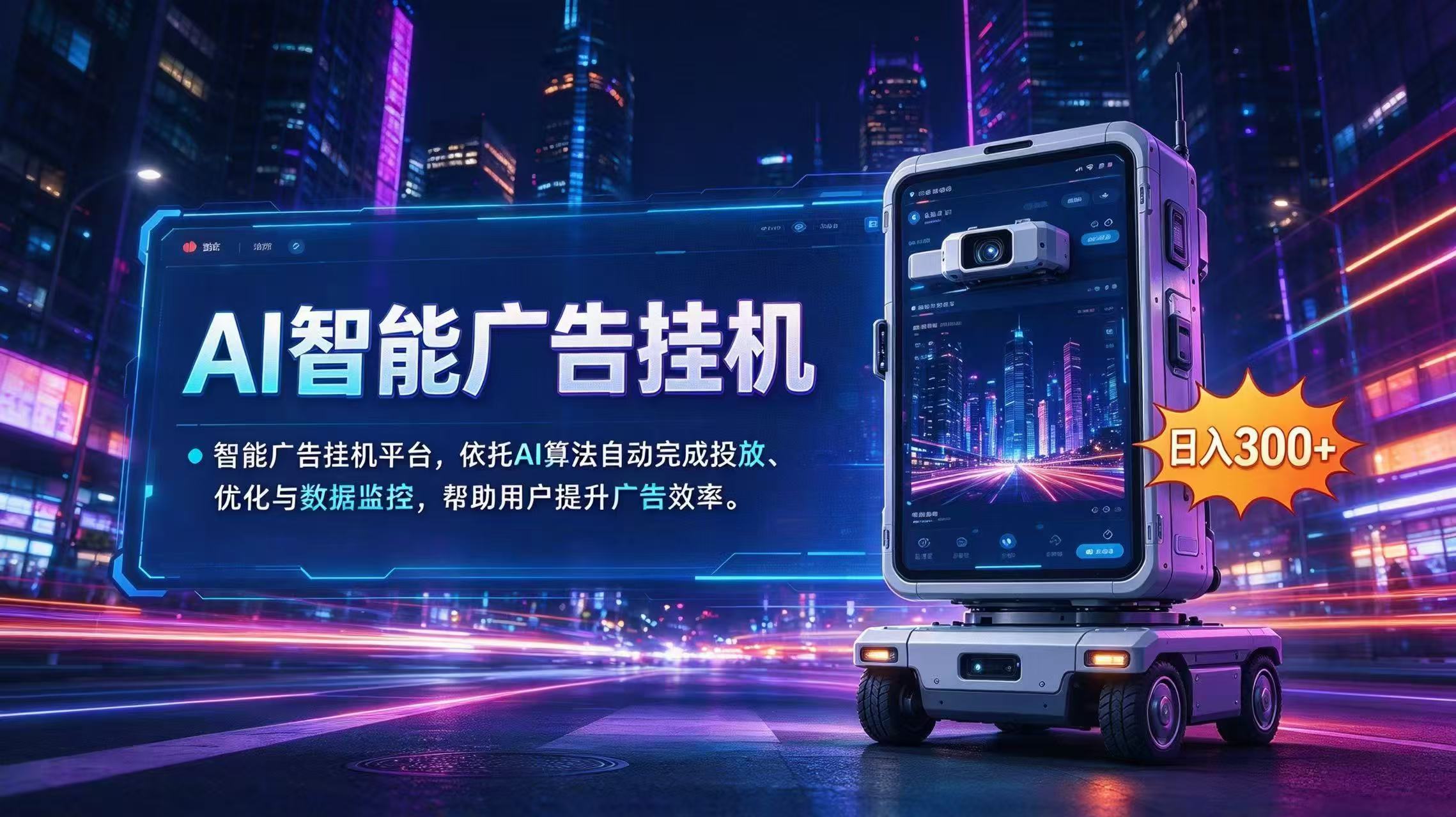 AI 智能广告挂机|AI 自动运行,轻松托管广告任务|副业联盟
