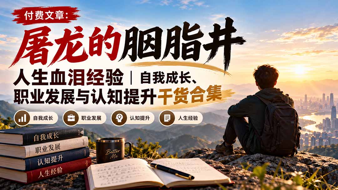 付费文章:屠龙的胭脂井人生血泪经验|自我成长、职业发展与认知提升干货合集|副业联盟