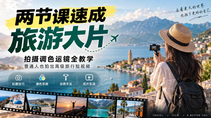 两节课速成旅游大片｜拍摄调色运镜全教学，普通人也拍出高级旅行短视频|副业联盟