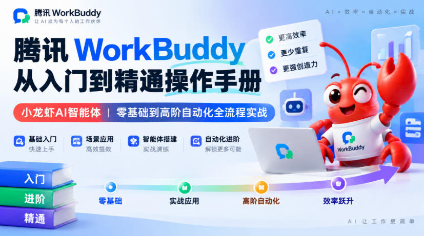 腾讯WorkBuddy从入门到精通操作手册|小龙虾AI智能体,零基础到高阶自动化全流程实战【文档】|副业联盟