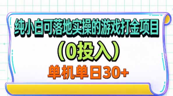 纯小白可落地实操的游戏打金项目(0投入|副业联盟