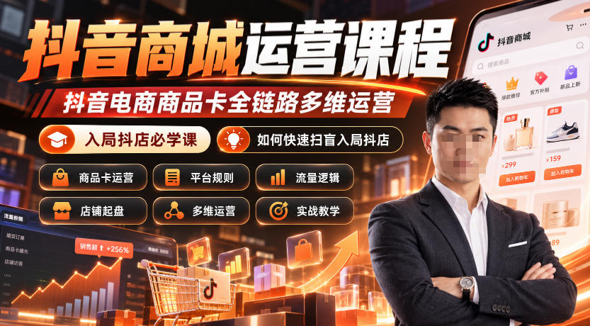 抖音商城运营课程，抖音电商商品卡全链路多维运营，入局抖店必学课， 如何快速扫盲入局抖店(更新1017)|副业联盟