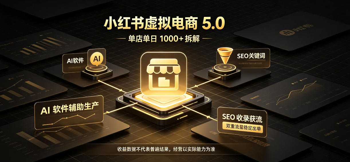 小红书虚拟电商5.0，单店单日1000+，AI软件+SEO收录，双重流量稳定出单【揭秘】|副业联盟