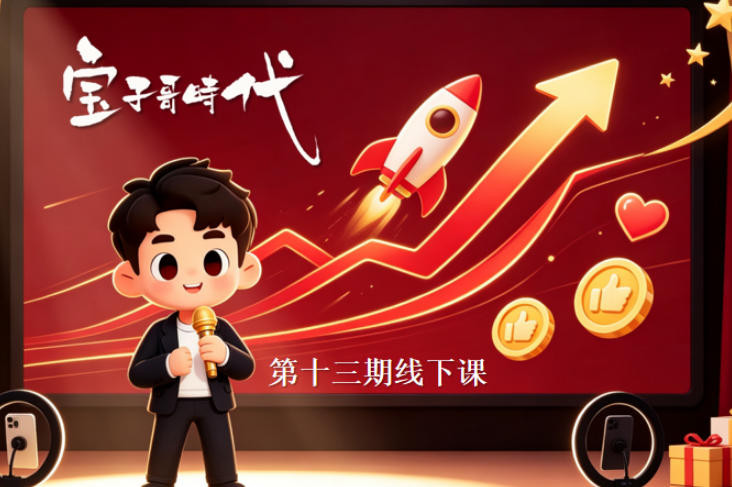 宝子哥抖音直播第13期VIP线下课9月5-6日,26年最值得看的直播课程,快速突破直播间流量瓶颈,打造高效起号闭环|副业联盟
