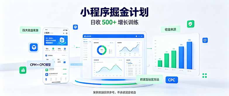 一部手机日入500+，微信小程序掘金计划，四种收入来源，长期稳定可靠|副业联盟