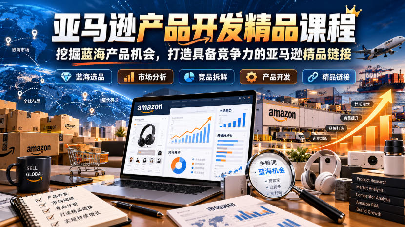 亚马逊产品开发精品课程,挖掘蓝海产品机会,打造具备竞争力的亚马逊精品链接|副业联盟