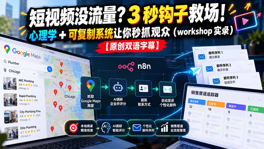 短视频没流量？3 秒钩子救场！心理学 + 可复制系统让你秒抓观众(workshop 实录|副业联盟