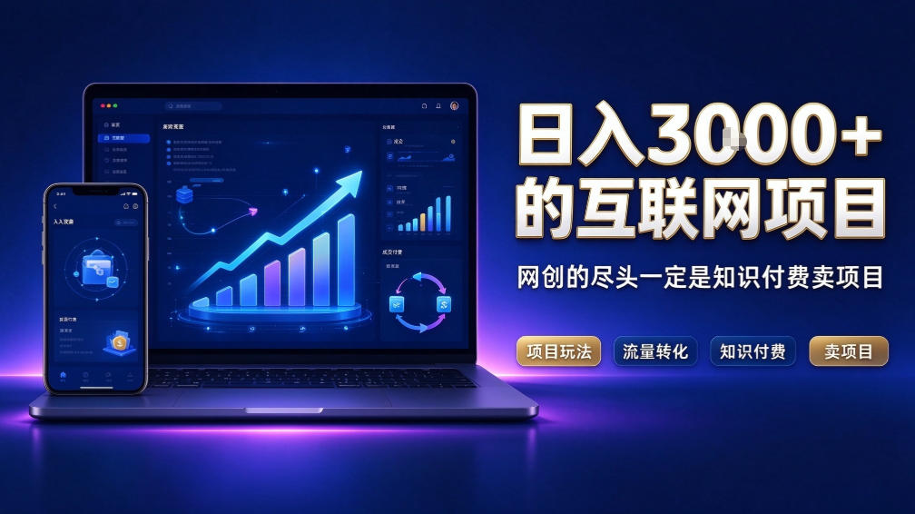 日入3k+的互联网项目，网红的尽头是带货，网创的尽头一定是知识付费卖项目【揭秘】|副业联盟