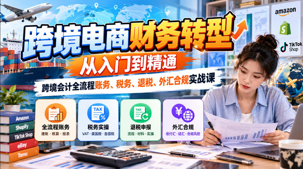 跨境电商财务转型:从入门到精通|跨境会计全流程账务、税务、退税、外汇合规实战课|副业联盟