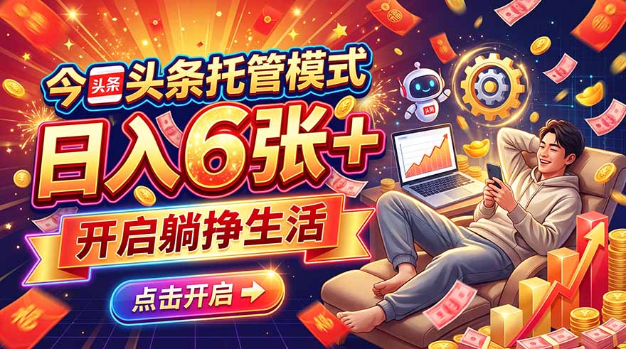 今日头条AI托管模式,每天5分钟,最高月入5000+,操作超简单,零门槛|副业联盟