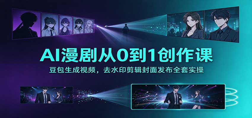 AI漫剧从0到1创作课：豆包生成视频，去水印剪辑封面发布全套实操|副业联盟