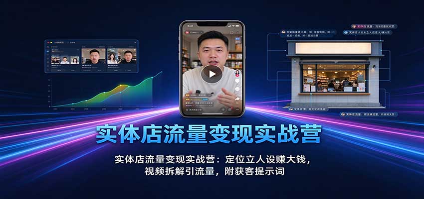 实体店流量变现实战营:定位立人设赚大钱,视频拆解引流量,附获客提示词|副业联盟