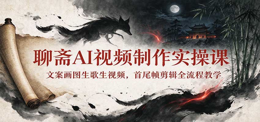聊斋AI视频制作实操课:文案画图生歌生视频,首尾帧剪辑全流程教学|副业联盟