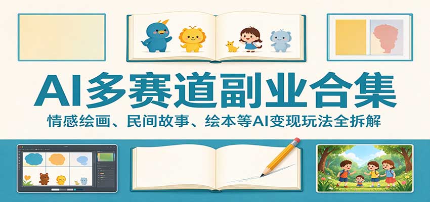 AI多赛道副业合集：情感绘画、民间故事、绘本等AI变现玩法全拆解|副业联盟