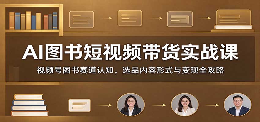 AI图书短视频带货实战课:视频号图书赛道认知,选品内容形式与变现全攻略|副业联盟