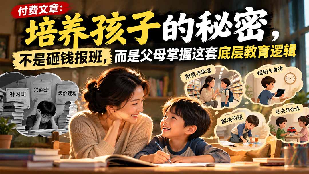 付费文章:培养孩子的秘密,不是砸钱报班,而是父母掌握这套底层教育逻辑|副业联盟
