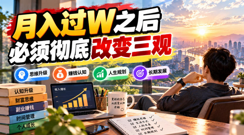 某公众号付费文章：月入过W之后，必须彻底改变三观 - 副业联盟|副业联盟