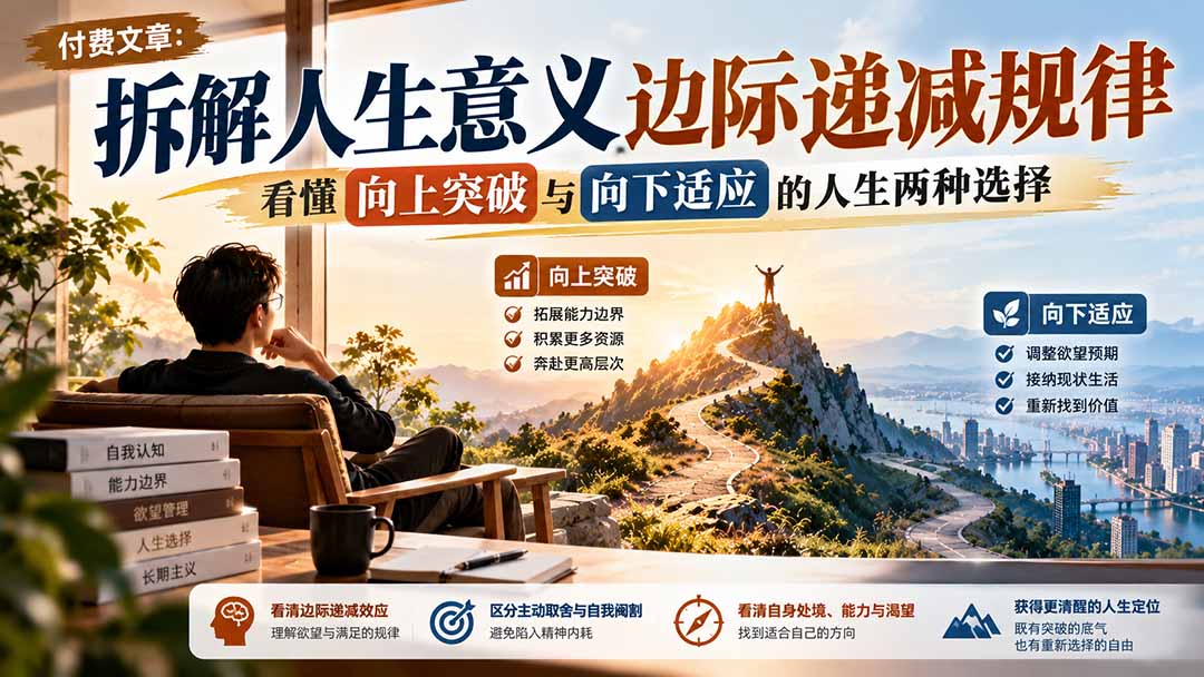 付费文章:拆解人生意义边际递减规律,看懂向上突破与向下适应的人生两种选择|副业联盟