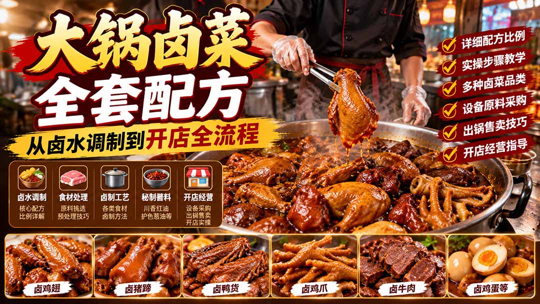 大锅卤菜全套配方,从卤水调制到开店全流程,感觉学会了去摆摊也不错|副业联盟