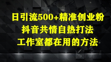 日引流500+精准创业粉，抖音共情自热打法，工作室都在用的方法 - 副业联盟-副业联盟