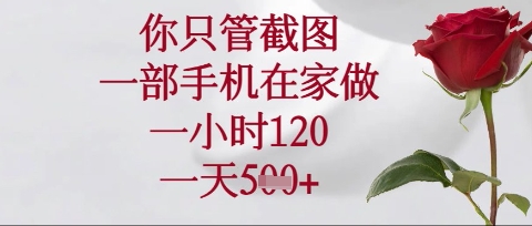 你只管截图，一部手机在家操作，一小时120.一天5张【揭秘】 - 副业联盟-副业联盟