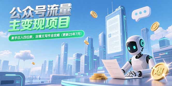 公众号流量主变现项目，新手日入四位数，含爆文写作全攻略(更新25年7月 - 副业联盟-副业联盟