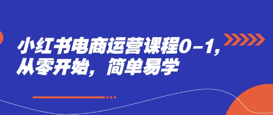 小红书电商运营课程0-1，从零开始，简单易学 - 副业联盟-副业联盟