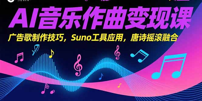 AI音乐作曲变现课，广告歌制作技巧，Suno工具应用，唐诗摇滚融合 - 副业联盟-副业联盟