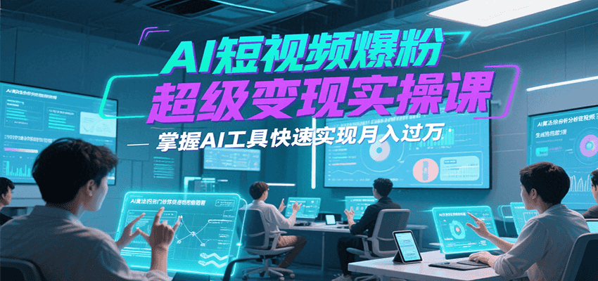 AI短视频爆粉超级变现实操课，掌握AI工具快速实现月入过万 - 副业联盟-副业联盟