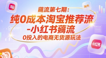 薅流第七期：纯0成本淘宝推荐流-小红书薅流最新版目，0投入的电商无货源玩法(附赠往期) - 副业联盟-副业联盟