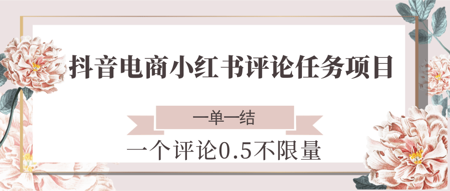 抖音电商小红书评论任务项目，一个评论0.5，一单一结 不限量 - 副业联盟-副业联盟