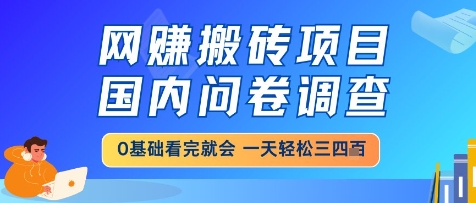 网创搬砖项目，国内问卷调查，小白轻松上手，一天三四张的也不难，干就完了【揭秘】 - 副业联盟-副业联盟