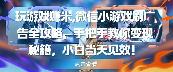 玩游戏挣米，微信小游戏刷广告全攻略，手把手教你变现秘籍，小白当天见效 - 副业联盟-副业联盟