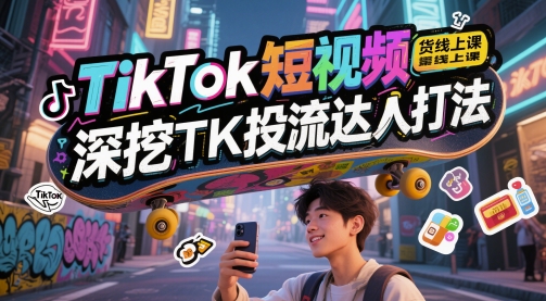TikTok短视频带货线上课，深挖TK投流达人打法 - 副业联盟-副业联盟