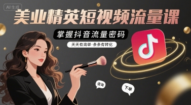 美业精英短视频流量课，掌握抖音流量密码，天天有询单，条条有转化 - 副业联盟-副业联盟