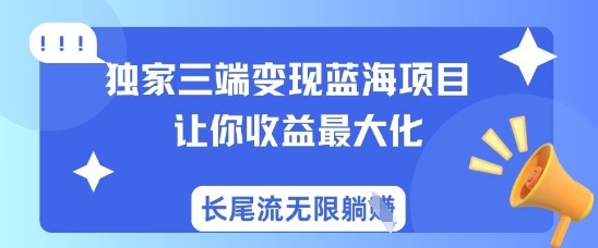 独家三端变现蓝海项目，让你收益最大化，长尾流无限躺挣 - 副业联盟-副业联盟