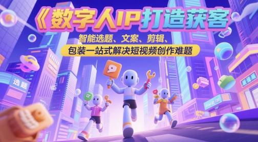 数字人IP打造获客变现实操课，智能选题、文案、剪辑、包装一站式解决短视频创作难题 - 副业联盟-副业联盟