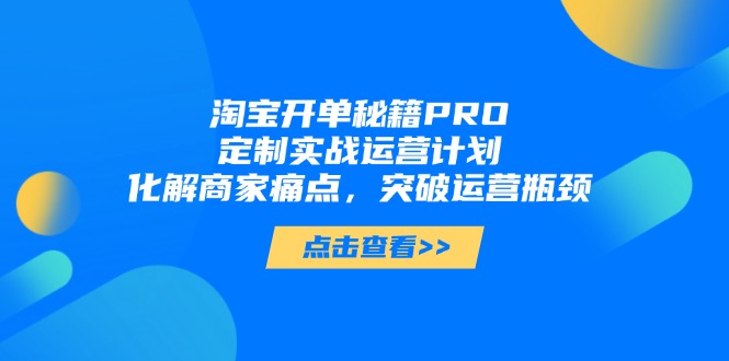 淘宝开单秘籍PRO，定制实战运营计划，化解商家痛点，突破运营瓶颈 - 副业联盟-副业联盟