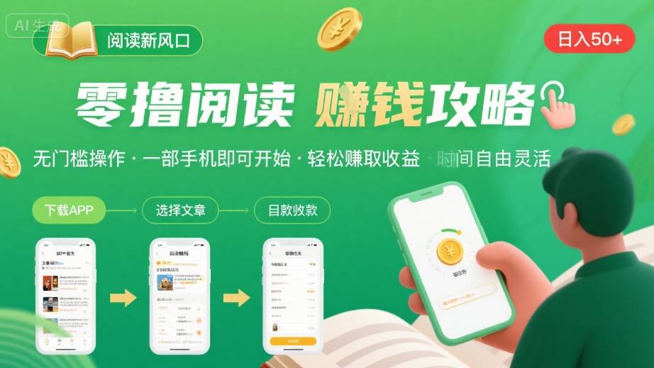 零撸阅读新风口，无门槛轻松挣，一部手机，日入 50-3张【揭秘】 - 副业联盟-副业联盟