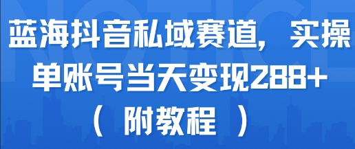 蓝海抖音私域赛道，实操单账号当天变现288+(附教程) - 副业联盟-副业联盟
