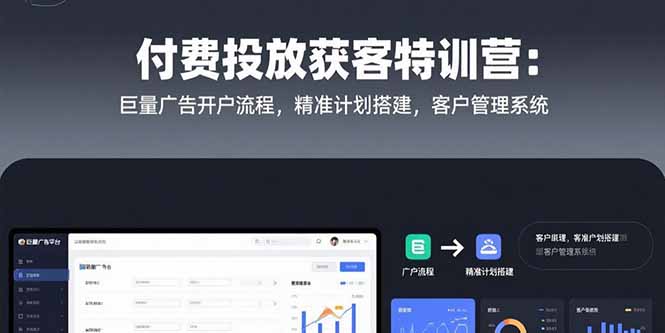 付费投放获客特训营：巨量广告开户流程，精准计划搭建，客户管理系统 - 副业联盟-副业联盟