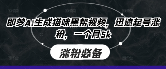 即梦AI生成猫咪黑帮视频，迅速起号涨粉，一个月5k - 副业联盟-副业联盟