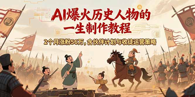 AI历史人物赛道课程，2个月涨粉56万，含伙伴计划与收徒运营策略 - 副业联盟-副业联盟