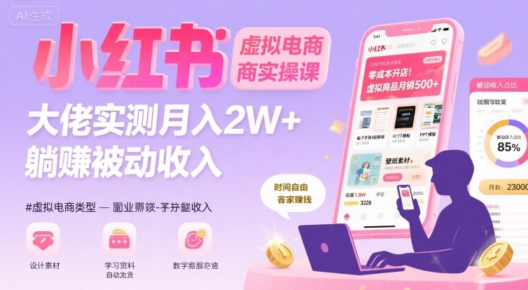 小红书虚拟电商，大佬实测月入2W+，实现被动收入 - 副业联盟-副业联盟