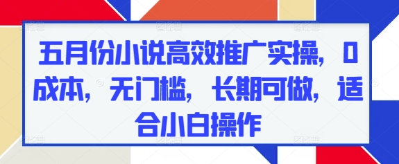 五月份小说高效推广实操，0成本，无门槛，长期可做，适合小白操作 - 副业联盟-副业联盟
