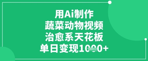 用Ai制作蔬菜动物视频，治愈系天花板，单日变现1k - 副业联盟-副业联盟