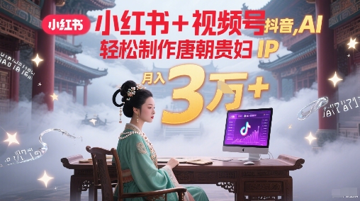 小红书+视频号+抖音，AI轻松制作唐朝贵妇IP，每天30分钟，轻松产出N条，月入3W+ - 副业联盟-副业联盟