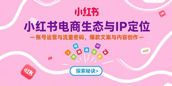 小红书电商生态与IP定位，账号运营与流量密码，爆款文案与内容创作 - 副业联盟-副业联盟