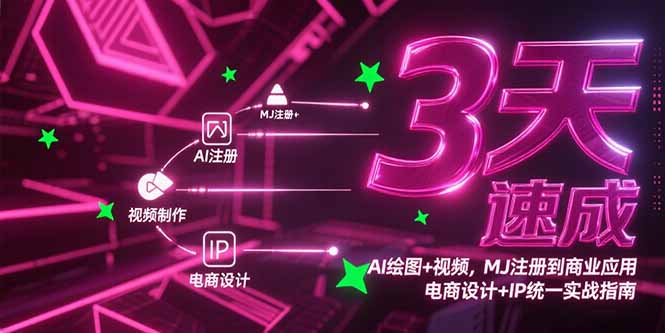 3天速成AI绘图+视频，MJ注册到商业应用，电商设计+IP统一实战指南 - 副业联盟-副业联盟